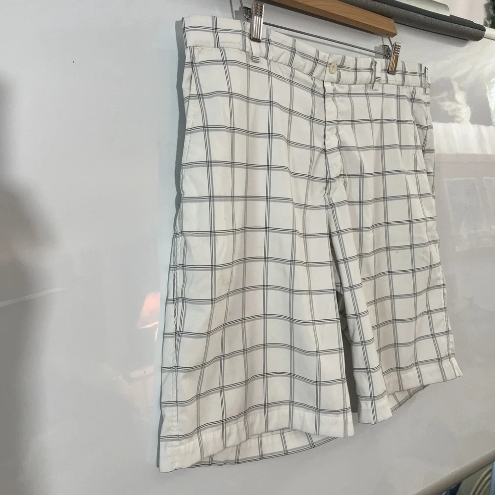 Nike Golf Shorts Mens Size 38 Lightweight Plaid Blue‎ and White 11